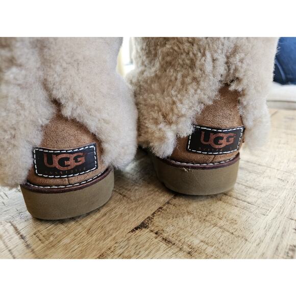 Ugg Maylin 3220 Chestnut Suede Shearling Boots Women's US Size 7 Y2K Preppy - Picture 5 of 16